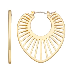 Nine West Gold Tone Sunburst Cutout Hoop Earrings