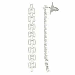 Women's Nine West Silver Tone Metal Linear Post Earrings