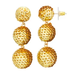 Nine West Sequins Disco Triple Drop Earrings -Nine West shop 5808087 Gold Tone