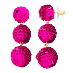 Nine West Sequins Disco Triple Drop Earrings -Nine West shop 5808087 Pink