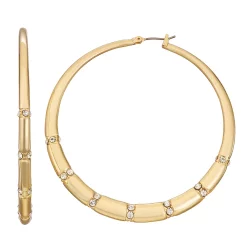 Nine West Gold Tone Large Click-It Hoop Earrings