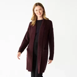 Women's Nine West Shawl Collar Cardigan -Nine West shop 5826042 Zinfindandel Heather