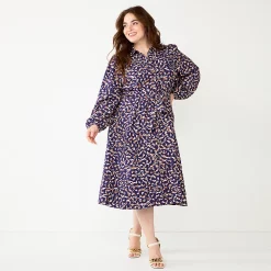Plus Size Nine West Midi Shirt Dress