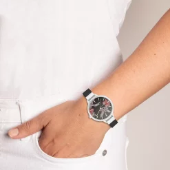 Nine West Women's Black Strap Watch with Flower Dial -Nine West shop 5857484 ALT9