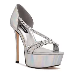 Nine West Fabla Women's Studded Dress Sandals -Nine West shop 5883457 Iridescent Silver