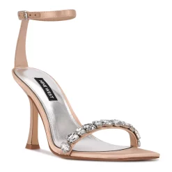 Nine West Yazmin Women's Rhinestone High Heel Dress Sandals -Nine West shop 5883720 Light Natural Satin