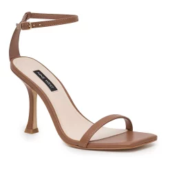Nine West Yess Women's Leather Heeled Sandals -Nine West shop 5883723 Brown Leather