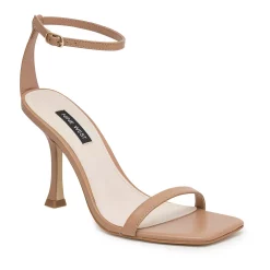 Nine West Yess Women's Leather Heeled Sandals -Nine West shop 5883723 Medium Natural Leather