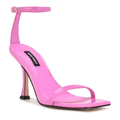 Nine West Yess Women's Leather Heeled Sandals -Nine West shop 5883723 Neon Pink Patent