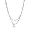 Nine West Silver Tone Double Row Heart Charm Necklace -Nine West shop 5893010