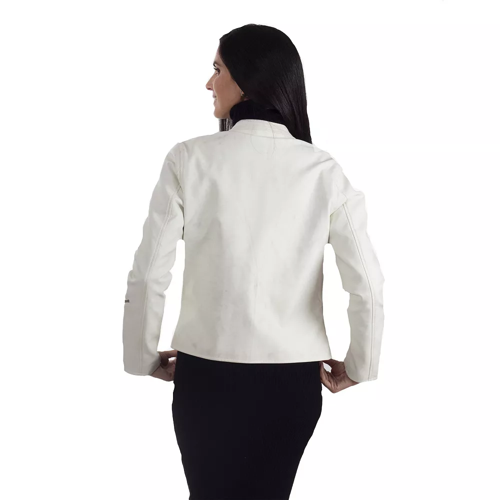 Women's Nine West Faux-Leather Biker Jacket 4 Women's Nine West Faux-Leather Biker Jacket - Image 2