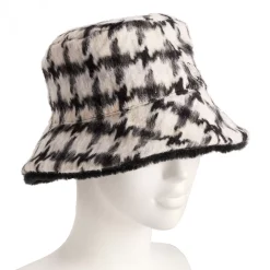 Women's Nine West Reversible Houndstooth Faux Fur Bucket Hat -Nine West shop 5921332 ALT