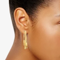 Nine West Gold Tone Triple Orbital Hoop Earrings -Nine West shop 5928753 ALT
