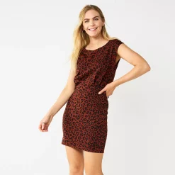 Women's Nine West Cap Sleeve Ponte Sheath Dress -Nine West shop 5996750 Fuzzy Leopard