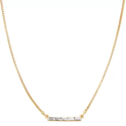 Nine West Gold Tone Crystal Bar Necklace