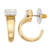 Nine West Gold Tone Crystal Bar C-Hoop Earrings -Nine West shop 6015488