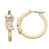 Nine West Gold Tone Crystal Baguette Cluster Hoop Earrings -Nine West shop 6015490
