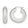 Nine West Silver Tone Ribbed Hoop Earrings -Nine West shop 6015630