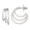 Nine West Silver Tone Three Ring Hoop Earrings