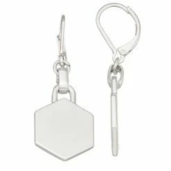 Nine West Silver Tone Hexagon Drop Earrings