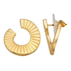 Nine West Gold Tone Front-to-Back Open Circle Stud Earrings