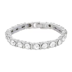 Nine West Silver Tone Simulated Crystal Stretch Bracelet