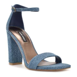 Nine West Marrie Women's Block Heel Dress Sandals -Nine West shop 6097981 Blue Denim