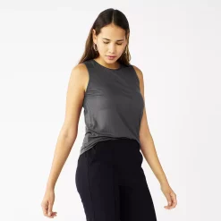 Nine West Essential Easy High-Neck Tank -Nine West shop 6171805 Coal Heather