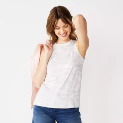 Nine West Essential Easy High-Neck Tank -Nine West shop 6171805 Gray Camo
